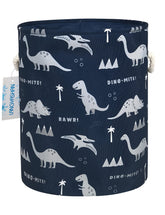 LANGYASHAN laundry basket collapsible with blue dinosaur design for easy storage.