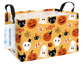 LANGYASHAN rectangular Halloween bin with pumpkin ghost design for toy organization.