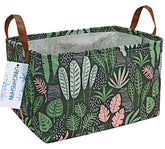 LANGYASHAN rectangular storage bin collapsed view with sturdy handles for easy transport.