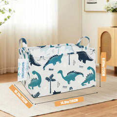 LANGYASHAN rectangular storage bin dinosaur side view demonstrates interior capacity for toys