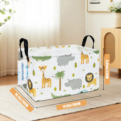 LANGYASHAN rectangular storage bin folded for compact storage and easy transport.