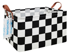 LANGYASHAN rectangular storage bin folded for compact storage and easy transport.
