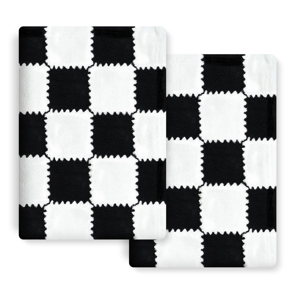 LANLISA checkered baby blanket two-pack full view showing cozy 28x40 inch size