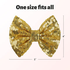 Lanmerry Alligator Clip Sequin Bow in black helps secure a polished style.