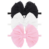 Lanmerry baby headbands 3pc lace-black close-up, showing soft fabric for versatile outfits.
