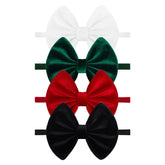 Lanmerry baby headbands front view Christmas set showing festive velvet bows for photos