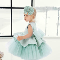 Lanmerry watermelon knot headband on toddler, cute outfit