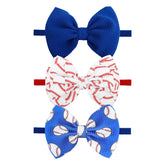 Lanmerry baseball hair bows headband blue pattern for stylish baby wear and secure fit.