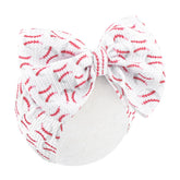 Lanmerry baseball headband baby girl red-white bow for everyday wear and cute photos