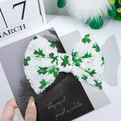 Lanmerry clover glitter hair bow clip for sparkling party-ready looks.