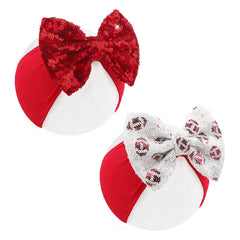 Lanmerry football headband sequin red bow for stylish game-day baby outfits.