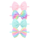 Lanmerry Rainbow Hair Bows set4 baby closeup adds playful rainbow styling