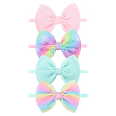 Lanmerry Rainbow Hair Bows set4 baby closeup adds playful rainbow styling