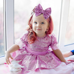 Lanmerry purple sequin bow clip adds cute flair to girls' hairstyles.