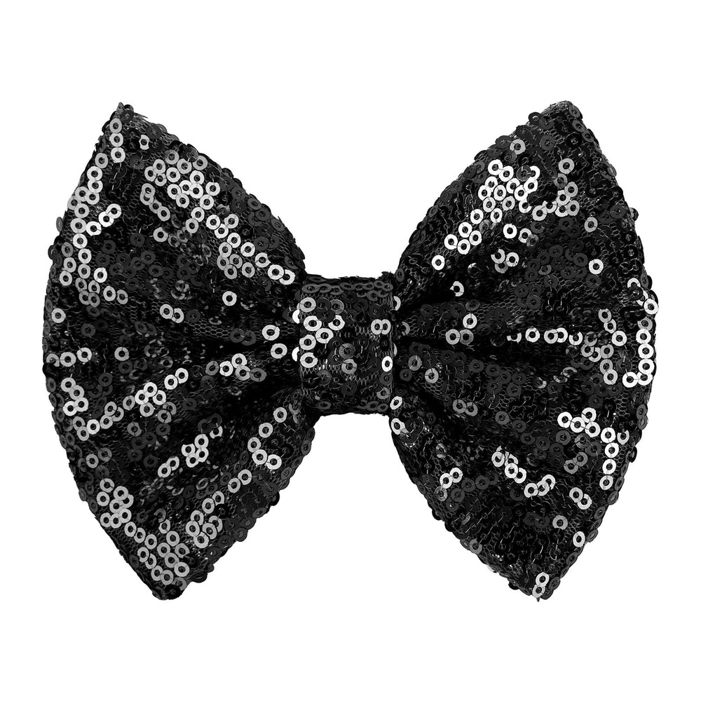 Lanmerry sequins bow hair clip closeup black for party styling