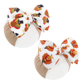 Lanmerry Thanksgiving turkey headband for babies with soft waffle fabric and comfortable fit.