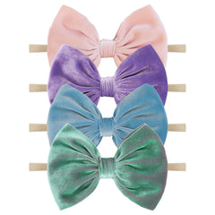 Lanmerry velvet bows baby headband 4.5-inch knot for stylish photoshoots