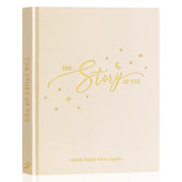 Lanpn baby memory book cover with gold foil and linen texture for heirloom quality