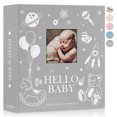 Lanpn Baby Photo Album front window cover highlights newborn memories in an elegant keepsake