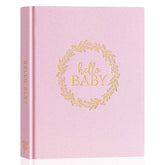 Lanpn Hello Baby Memory Book pink cover – a premium keepsake for cherished monthly updates.