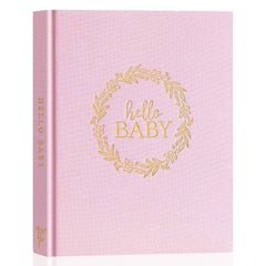 Lanpn Hello Baby Memory Book pink cover β a premium keepsake for cherished monthly updates.