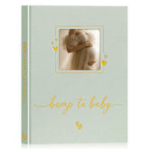 Lanpn pregnancy journal cover in sage green with linen texture for premium keepsake quality