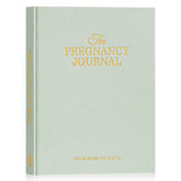 Lanpn pregnancy journal cover in sage green linen with gold foil for a premium keepsake