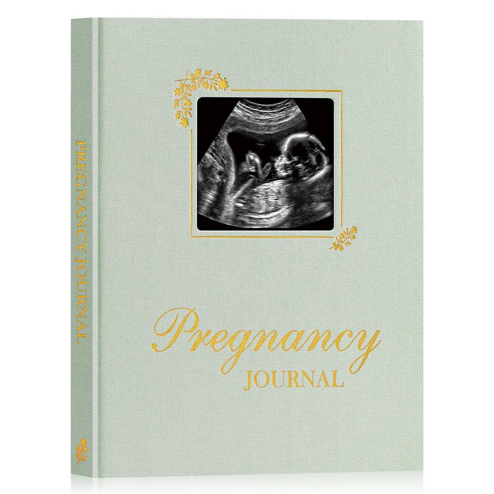 Lanpn pregnancy journal cover sage green with gold foil, premium keepsake