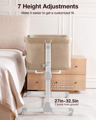 Larex Baby Bassinet mesh-sides for visibility and airflow during naps.