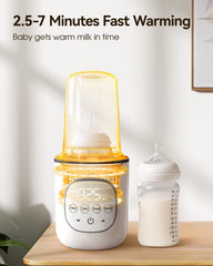 LAREX bottle warmer timer function demonstrates quick heat scheduling for feeding routines