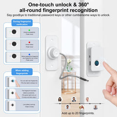Larimuer fingerprint lock white being used on a drawer for child-safety.