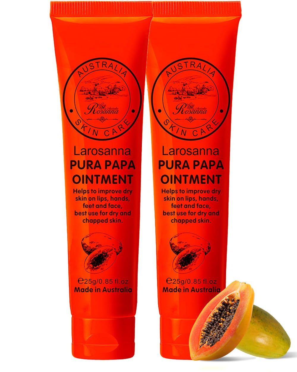 larosanna Papaw Ointment jar close-up shows creamy texture for gentle hydration.