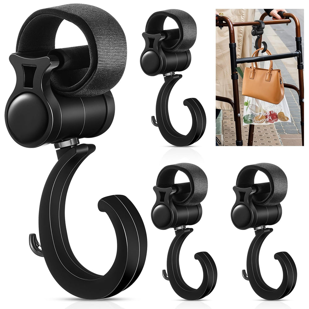 Larrel walker hook hanging with 360-degree rotation for hands-free storage.