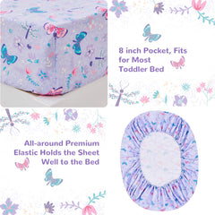 lasoftan Butterfly Toddler Bedding Fitted Sheet: secure fit for a tidy toddler bed.