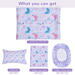 lasoftan Butterfly Toddler Bedding Pillowcase: easy-care microfiber supports quick laundry and bright color.