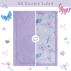 lasoftan nursery-room setup with purple butterfly bedding shows cohesive nursery décor