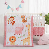 lasoftan quilt crib bedding pink elephant design promotes cozy nap time