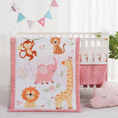 lasoftan quilt crib bedding pink elephant design promotes cozy nap time