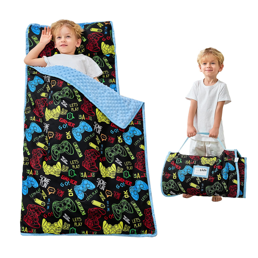 Lasoftan toddler nap mat in roll-up design for easy travel and storage