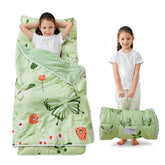 Lasoftan toddler nap mat roll demonstrates easy travel setup for daycare