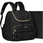 LASUK diaper backpack front view with multiple pockets for organized on-the-go storage.