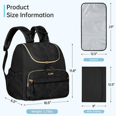 LASUK diaper backpack insulated pocket keeps bottles warm or cool during outings.