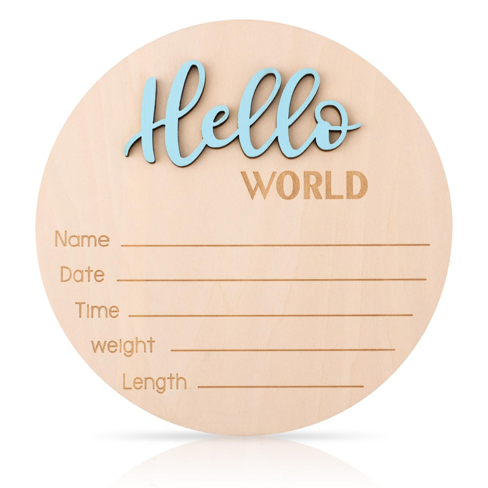 lasuroa Baby Announcement Sign Hello World prop for newborn photos