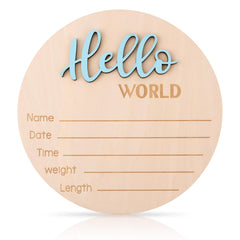 lasuroa Baby Announcement Sign Hello World prop for newborn photos