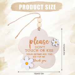 Lasuroa please do not touch baby sign wooden side bead rope showing hanging detail