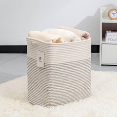 laughbird decorative storage basket white black line enhances room decor