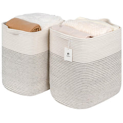 Laughbird storage basket white-black line front view for stylish clutter control in living spaces.