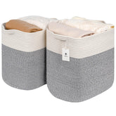laughbird storage baskets silver gray front view with sturdy handles for easy organization