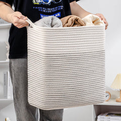 laughbird woven basket with handle fabric storage for clothes and linens