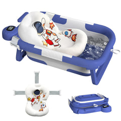 LAUJIA astronaut-blue collapsible-baby-bathtub folded for compact storage and travel